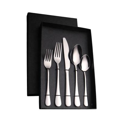 China Chengli Stainless Steel 5pcs High Quality Viable Silver Set Flatware Set Silverware Chengli Gift Box Knife Fork Spoon Black Cutlery Set With Case for sale