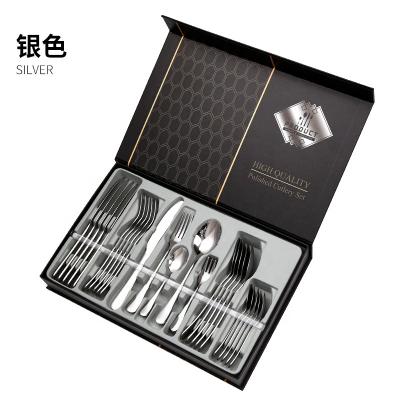 China Sustainable Chengli High Quality 30pcs Stainless Steel Silver Flatware Set Gift Box Silverware Gold Knife fork Spoon Cutlery Set with Case for sale