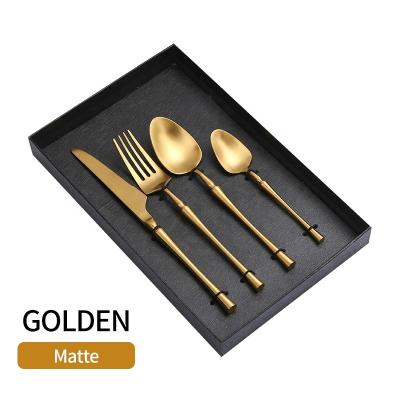 China Chengli Viable High Quality Stainless Steel 4pcs Matte Gold Flatware Box Silverware Gold Flatware Set Gift Set With Case for sale