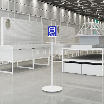 China SHIJIE Mall Sign Shelves Shop Price Tag Metal Advertising Rack Double Sided Promotional Customized Display Stand for sale