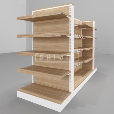 China SHIJIE Double Sided Grocery Display Racks /MINI SO Shelves for General Grocery Supermarket Shelf Gondola Shelving for sale