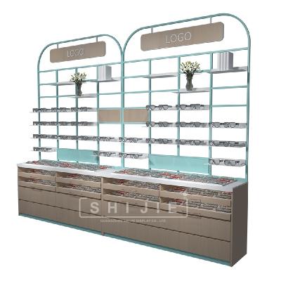 China Shop/supermarket/retail store/pharmacy opticals SHIJIE deli /snack shop designer decoration display cabinets fit eyeglass optical display rack for sale