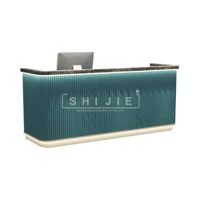 China SHIJIE Custom Size LED Expandable Beauty Counter Receipt Salon Spa Counter Reception Custom Design for sale