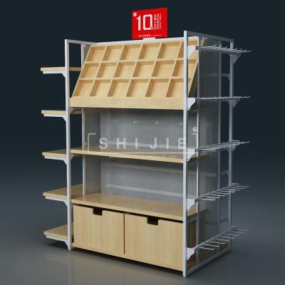 China Retail Store Shelves Wooden Mall Store/Supermarket/Retail/Pharmacy Shop Mini So Shop Grocery /Snack Racks Display Furniture Store Shelves for sale