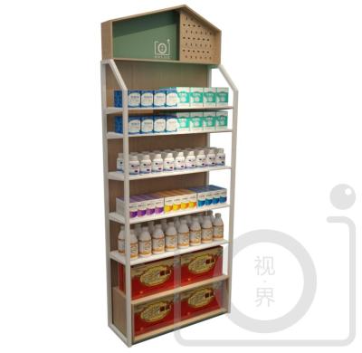 China SHIJIE Grocery Retail Store Display Stand Supermarket Single Sided Wooden Snacks Display Racks for sale