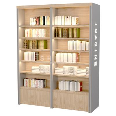 China SHIJIE Expandable Modern Wood Bookshelf Bookstore Plywood Furniture MDF Bookcase Display Wall Bookcase for sale