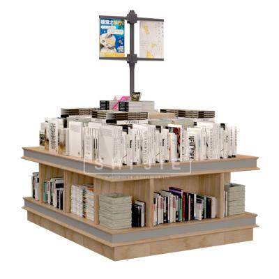 China SHIJIE Bookstore Design Modern Bookshelf Kiosk Furniture Shelf Wooden Bookcase Shelves Display Racks Wood for sale