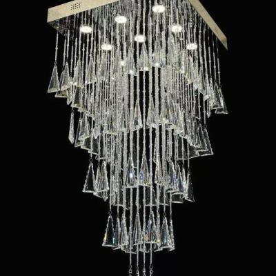 China Modern Hot Sale Decoration Lighting Chandelier Hotel Office Stair LED Ceiling Lamp Crystal Chandelier Lighting Size 100cm for sale