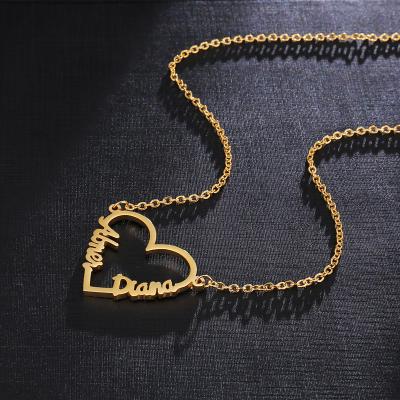 China 2021 Fashion Fashion Silver Gold Plated Stainless Steel Kids Brand Name Logo Metal Necklace Pendant Custom Jewelry for sale