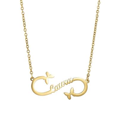 China Fashion Fashion Gold Plated Stainless Steel Custom Pendant Necklace Name Plate Jewelry for sale