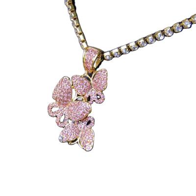 China CLASSIC Wholesale Charms Initial 3 Crystal Enamel Butterfly Tennis Mini Pendant Necklace Woman for sale