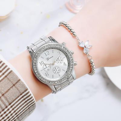 China Hiphop Hiphop Hip Hop 2021 Iced Out Rose Gold Personality Jewelry Bling Diamond Butterfly Bracelet Quartz Watch Gold Siver Sets for sale