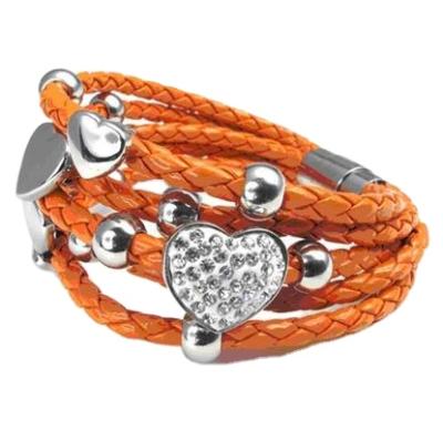 China CLASSIC CLASSIC Orange Color Bracelets And Bangles Leather Jewelry For Women for sale