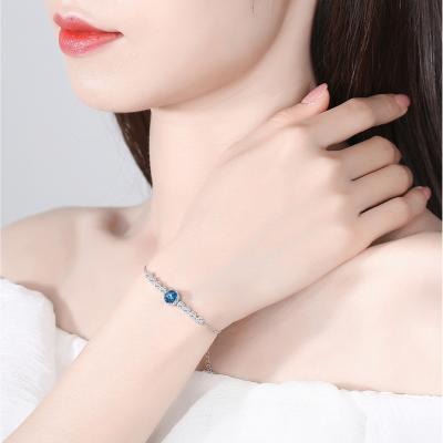 China CLASSIC CLASSIC Customized 925 Sterling Silver Gold Plated Crystal Circle 3 Color Bracelet With Crystal Women for sale