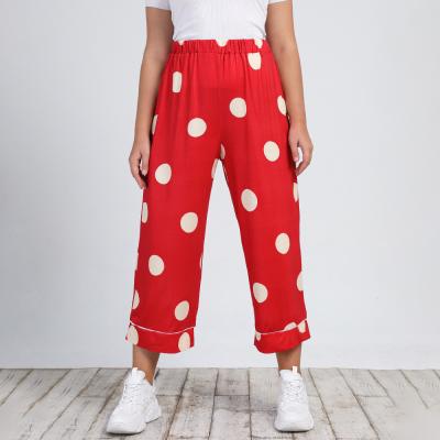 China Dropshipping Summer New Arrivals Plus Size Wave White Dot Loose Homewear Comfortable Leisure Pants Plus Size Women's Pajamas for sale