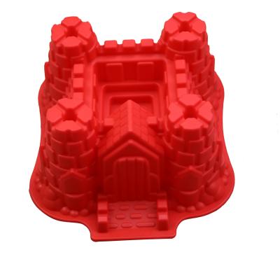 China 3D Castle Cake Pan Chocolate Gelatinas Ice Cream Bakeware Viable Silicone Mold for sale