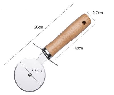 China Workable Ready To Ship Pizza Tools Cutter Kit Stainless Steel Pizza Cutter Wheel Stainless Steel With Wooden Handle for sale