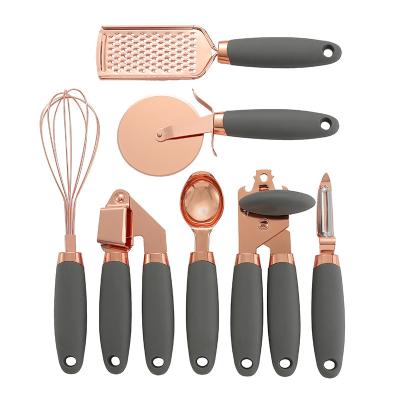 China Fashionable Stocked Kitchen Gadgets Set Kitchen Tool Kit Stainless Steel Copper Clad Cooking Tool Kit for sale