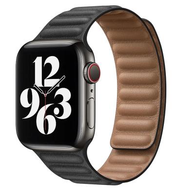 China New Genuine Leather Sports Watch Band Strap For Apple Watch Series 6 Band Smart Watch Magnetic Wristband for sale