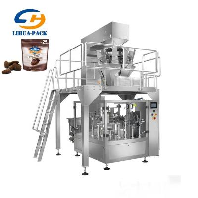 China Automatic Food Zipper Ziplock Pre Made Pouch Sachet Vertical Tea Beans Coffee Powder Bag Filling Machine for sale