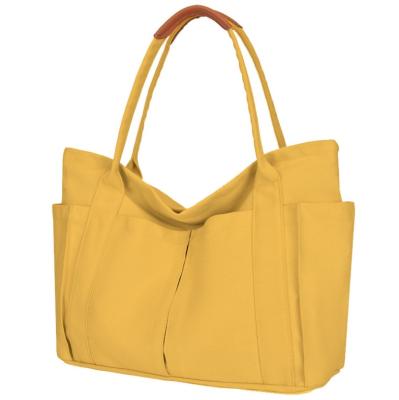 China Empty Normcore Canvas / Minimalist Extra Large Shopping Tote Bag With Zipper And Pockets for sale