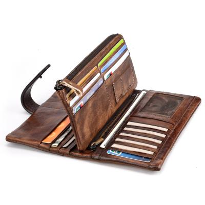 China Polished RFID Lash Original Long Leather Clutch Wallets For Men With RFID Blocking for sale