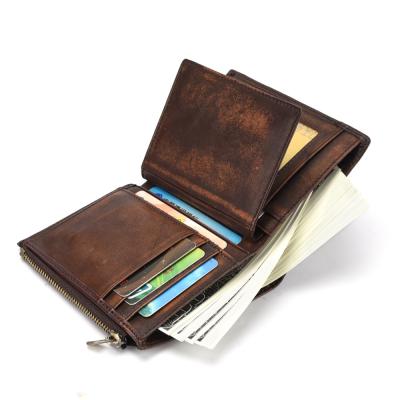 China The other vegetable tanned genuine leather shorts and slim mens wallets with a separate card holder for sale