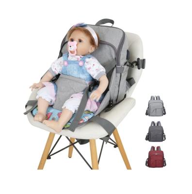 China With Multifunctional USB Baby Diaper Bag Backpack With Portable Dining Chair Attach for sale