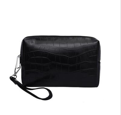 China New Fashion Design Makeup Bag Crocodile Embossed Travel Wash Bag Storage Cosmetic Clutch Bag for sale