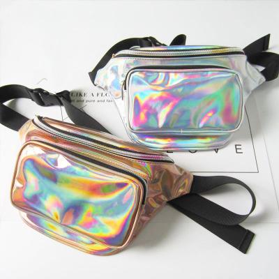 China 2021 PVC fashion female color rainbow reflective waist bag for women with 30styles for sale