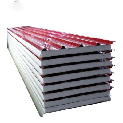 China 950/980/1150mm Low Cost Prepainted Steel Sheet Soundproof Heat Insulated PU EPS Sandwich Panel Roof Panel for sale