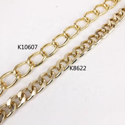 China DIY Components For Necklace And Bracelet Gold Color Flat Aluminum Restrictor Chain For Clothes for sale