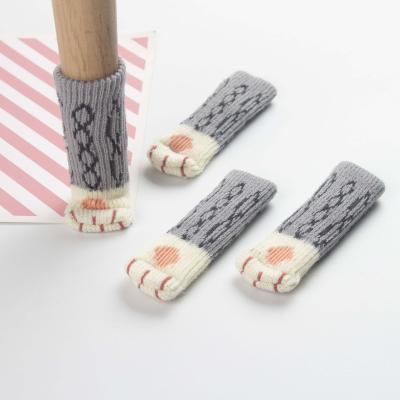 China Acrylic Fibers Furniture Knocks 4pcs Stretchable Knitted Chair Leg Floor Protectors Socks for sale