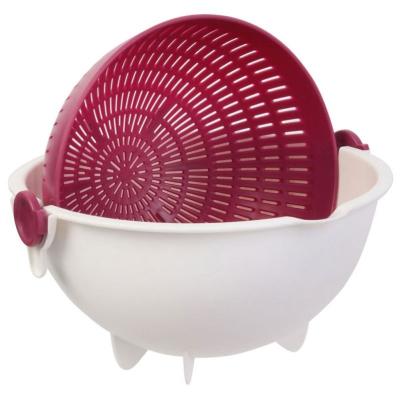 China Viable 2 IN 1 Kitchen Food Salad Bowl Strainer Wash Bowl Fruit Colander Salad Bowl for sale