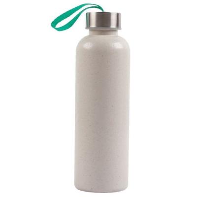 China Best Viable Selling 750ML Sport Plastic Portable Wheat Straw Water Drinking Bottle With Stainless Steel Lid for sale