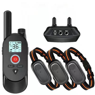 China Outdoor Remote Control Voice Type Bark Stopper Dog Training Tone+Vibrate+Static Shock Dog Training Collar Remote Pet Warning Training for sale