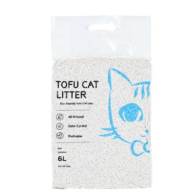 China Sustainable Factory Wholesale Natural Strip Form Clumping Flushable Tofu Cat Litter for sale