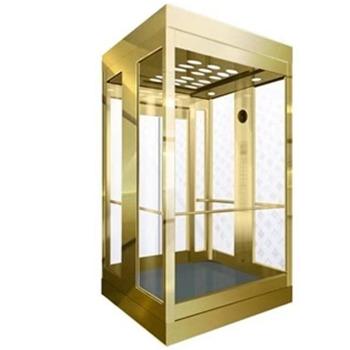 China Modern Titanium Glass Panoramic Elevator With Safety Observation Wall for sale