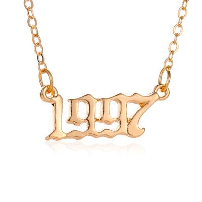 China 1990-2020 Environmentally Friendly Fashion Simple Men's Women's Jewelry Gold Plated Number Year Necklace Birth Year Necklace for sale