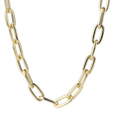 China INS Statement 18K Gold Chunky Choker Necklace Geometry Chunky Square Link Chain Necklace Environmental Friendly Hot Trendy Chic Chunky Choker Necklace for sale