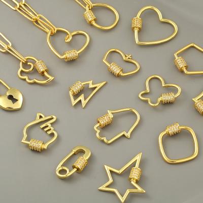 China 2021 Environmental Friendly Creative Design Carabiner Clasp Unique Spiral Lock CZ Screw Clasp Inlay Necklace Pendant Necklace for sale