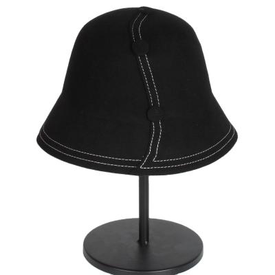 China Warm Winter High Quality Vintage Women Wool Felt Hat 100% Lady Fashion Wide Brim Bucket Hats Wholesale for sale