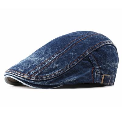 China Wholesale Classic Unisex Denim Fashion Newsboy Blue 100% Eco-Friendly Cotton Beret Hat Custom Ivy Caps for sale