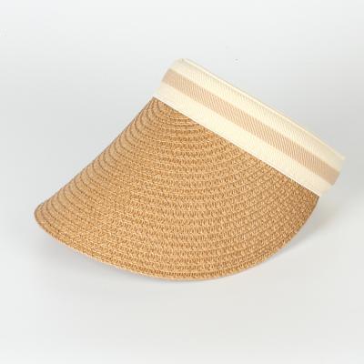 China Wholesale Custom Eco-Friendly Paper Straw Hat Women Summer Sun Visor Empty Top Sunshade Caps For Ladies Spring Summer Autumn Character Adults for sale