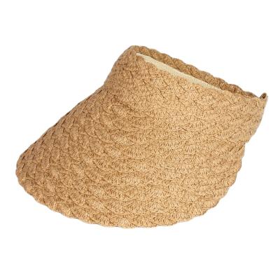 China Wholesale Custom Eco-Friendly Paper Straw Hat Women Summer Sun Visor Empty Top Sunshade Caps For Ladies Spring Summer Autumn Character Adults for sale