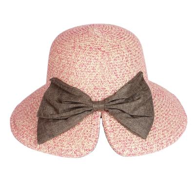 China New Lady Bowknot Straw Hats Elegant Back Split Panama Summer Style Eco-Friendly Fashion Style Summer Beach Paper Hat For Women for sale