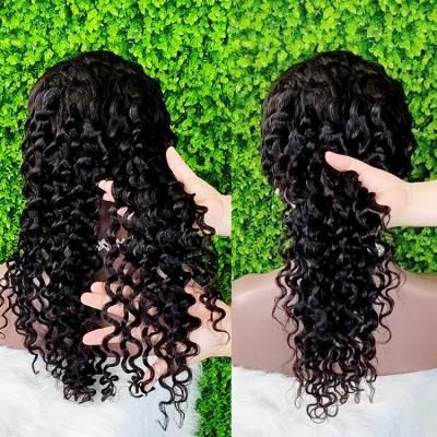 China Hot Selling 13x4 Deep Wave Deep Wave Lace Front Wig Indian Virgin Hair Wigs Pre Plucked Swiss Hair Glueless Lace Wigs for sale