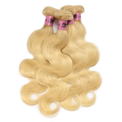 China Silky Straight Wave Wholesale 613 Virgin Hair Bundles Blonde Hair Extension With Headband Closure 10