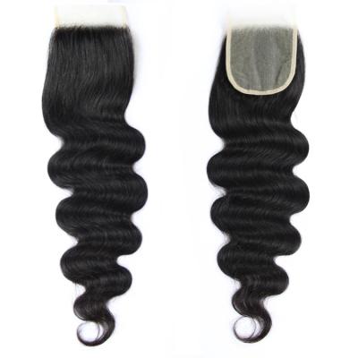 China Handmade Body Wave Hair Closure 10A Grade Peruvian Virgin Hair 4x4 Lace Closure For Black Women for sale