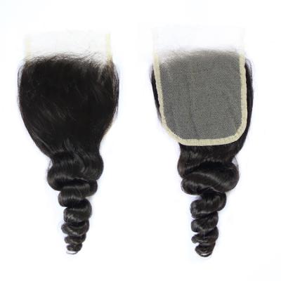 China Loose Wave Closure Cheap Brazilian Hair Lace Closure Raw Loose Wave Closure For Women Color Wholesale Factory Price for sale